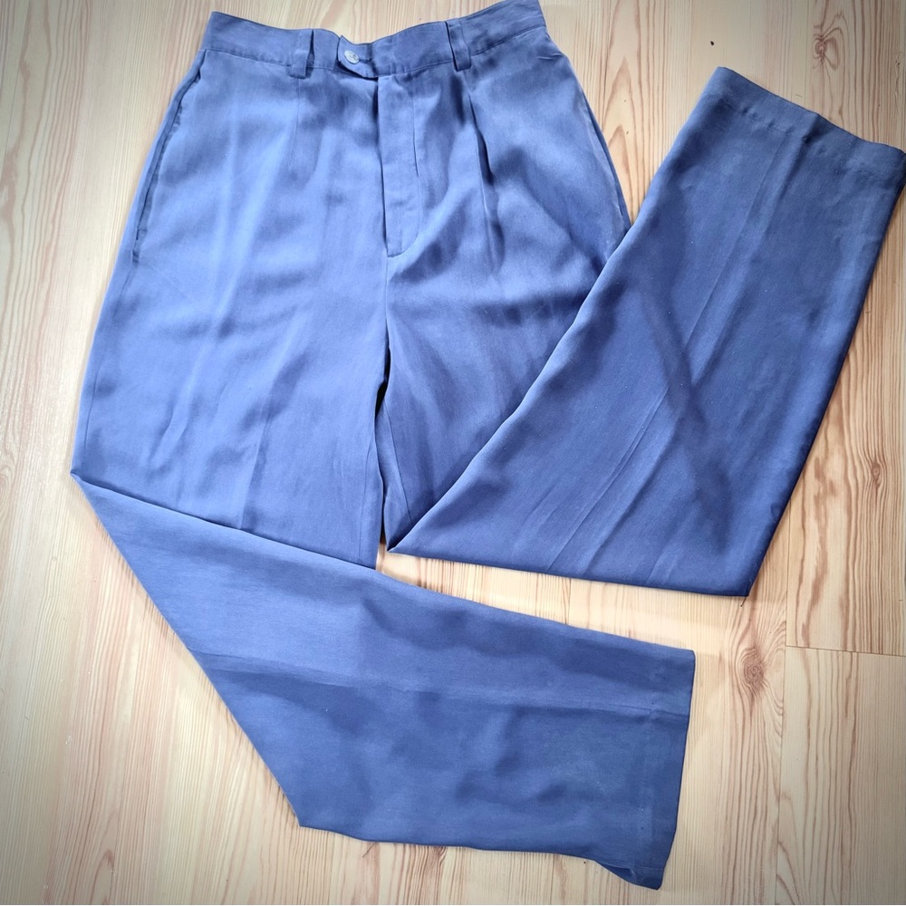 Vintage Pearl Head Bay Silk Powder Blue Waist High Pant